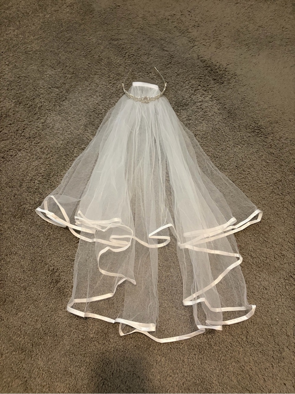 White Bridal Veil and Tiara - Bachelorette